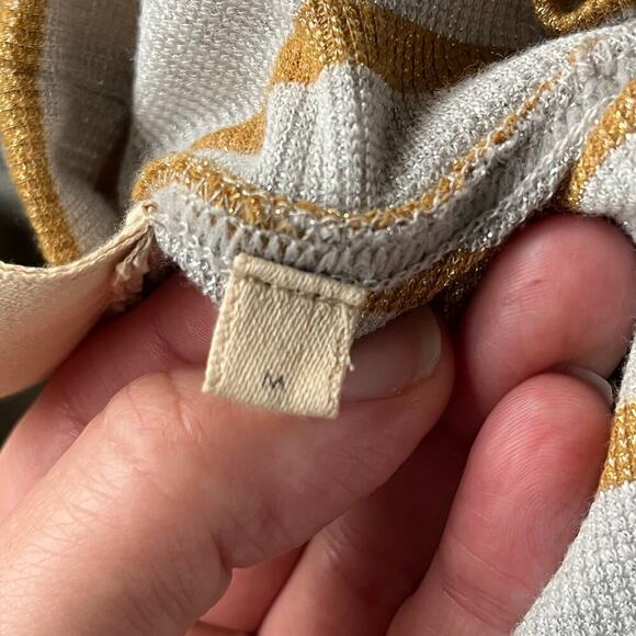 Anthropologie Vanessa Virginia Silver And Gold Striped Long Sleeve Top Size M - Picture 11 of 13